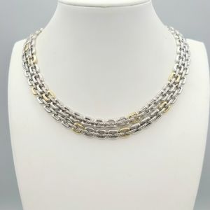 David Yurman Thoroughbred Double Row Cushion Link Necklace With 18k Gold